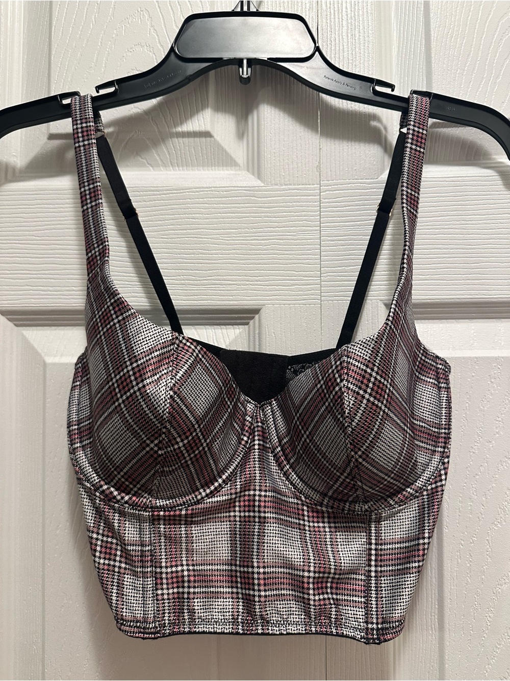 Victoria Secret’s Pink Gray Plaid Bustier Corset Camisole Top 32D NWT Y2K